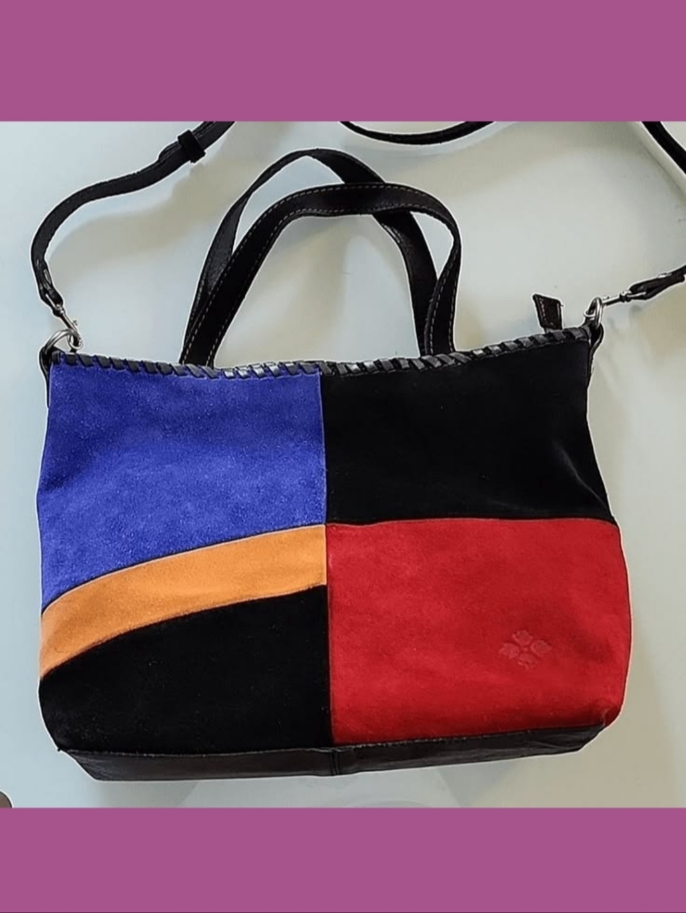 Patricia Nash Colorblock Suede Shoulder / Tote / Bag. EUC